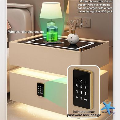 Смарт-прикроватная LED-тумба XF01 с беспроводной зарядкой и кодовым замком ∙ Тумбочка XF01 для спальни&nbsp;