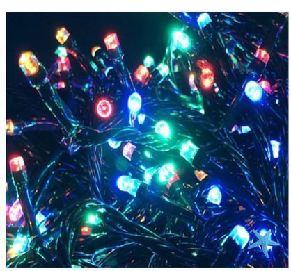 Гірлянда нитка 300led warm 100-10 led флеш на чорному дроті ∙ Провід гірлянда кульки 300 led