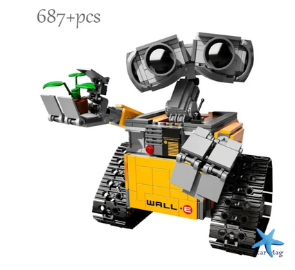Конструктор робот Валли WALL-E 687 деталей подвижные руки и колеса ∙ 3D конструктор Строительные Блоки Робот Валли 687 деталей