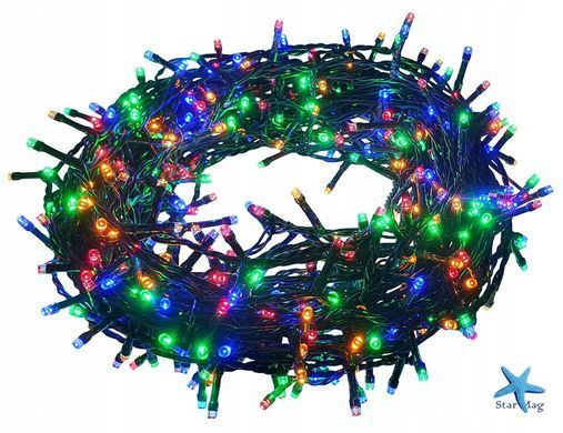 Гірлянда нитка 300led warm 100-10 led флеш на чорному дроті ∙ Провід гірлянда кульки 300 led