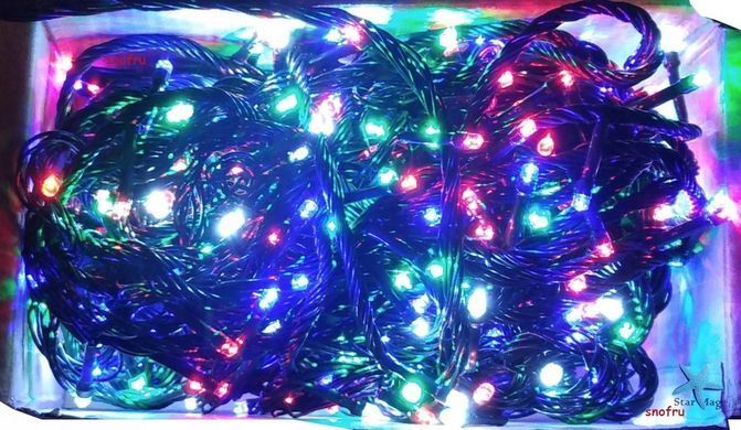Гірлянда нитка 300led warm 100-10 led флеш на чорному дроті ∙ Провід гірлянда кульки 300 led
