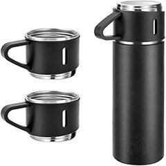 Вакуумний термос з нержавіючої сталі Vacuum Flask Set 500 мл із чашками в комплекті 3* 150 мл ∙ Подарунковий набір 3 в 1