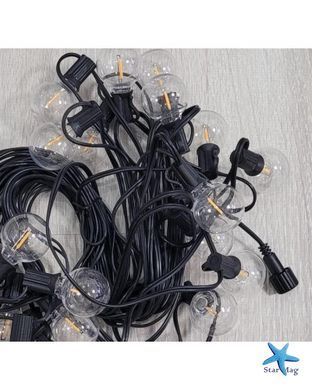Светодиодная гирлянда 10 метров 20 LED MA716 &bull; Уличная декоративная гирлянда статического свечения с питанием 220В и солнечной панелью для сада, двора и террасы