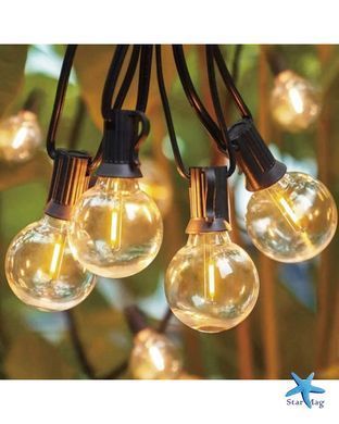 Светодиодная гирлянда 10 метров 20 LED MA716 &bull; Уличная декоративная гирлянда статического свечения с питанием 220В и солнечной панелью для сада, двора и террасы