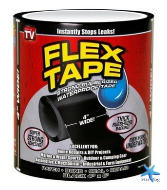 Водонепроникна ремонтна стрічка Flex Tape 1 м для герметизації протікань &bull; Клейка скотч-стрічка Flex Tape 1 м для труб, шлангів, басейнів і ремонту