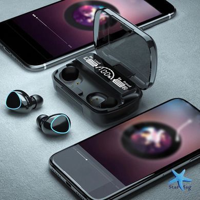 Беспроводные наушники M10 TWS с микрофоном &bull; Bluetooth вкладыши для Android и iOS в зарядном кейсе для музыки, звонков и повседневного использования
