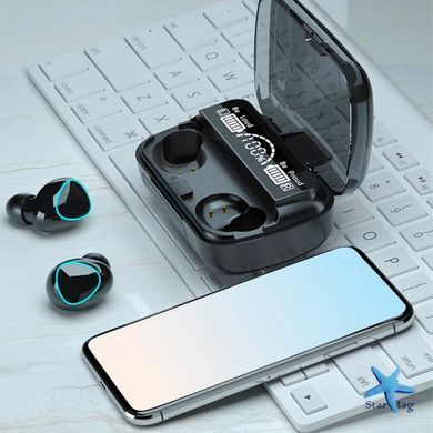 Беспроводные наушники M10 TWS с микрофоном &bull; Bluetooth вкладыши для Android и iOS в зарядном кейсе для музыки, звонков и повседневного использования