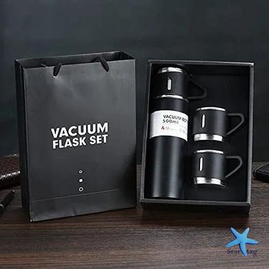 Вакуумный термос из нержавеющей стали Vacuum Flask Set 500 мл с чашками в комплекте 3* 150 мл ∙ Подарочный набор 3 в 1
