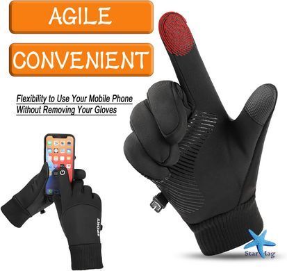 Зимові теплі водонепроникні рукавички для їзди на велосипеді, бігу, мотоцикла та лижного спорту ∙ Сенсорні рукавички для смартфона