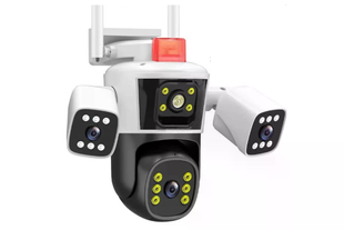 Поворотная уличная IP WiFi камера 12MP с 3 линзами и приложением Yoosee &bull; Погодозащитная камера видеонаблюдения для дома, двора, дачи, склада и наружного контроля