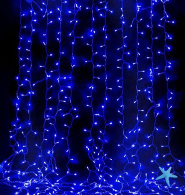Гірлянда штора Водоспад на вікно Синій колір свічення, 3х2м 240 LED з конектором