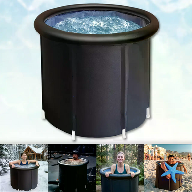 Портативная надувная ванна для ледяной терапии Ice Bath Spa 320 л ∙ Круглая складная крио-ванна 80&times;80 см для холодных водных процедур и восстановления