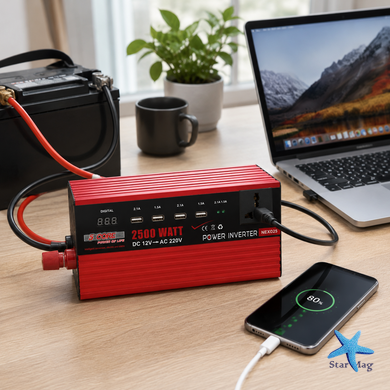 Инвертор 5 CORE UN-3058 2500W 12V &bull; Преобразователь напряжения 5 CORE UN-3058 12V-220V 1100 Вт с USB и модифицированной синусоидой