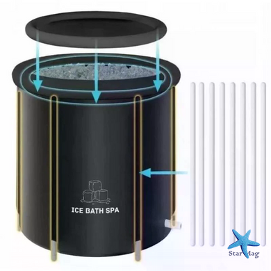 Портативная надувная ванна для ледяной терапии Ice Bath Spa 320 л ∙ Круглая складная крио-ванна 80&times;80 см для холодных водных процедур и восстановления