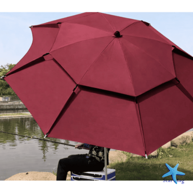 Рыбацкий зонт 2 м JTG2025-1darkred бордовый с вентиляционным клапаном, чехлом и крючками &bull; Туристический зонт для рыбалки и отдыха на природе