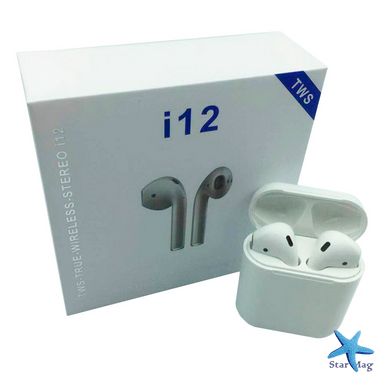 Навушники AirPods i12 BT з сенсором Bluetooth бездротові навушники - вкладиші в зарядному кейсі