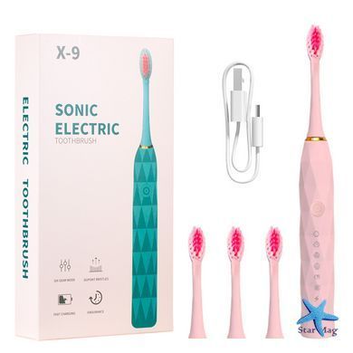 Звукова зубна щітка Sonic E-X9 з ультразвуковою технологією ∙ Зубна щітка Sonic E-X9 з 4 насадками