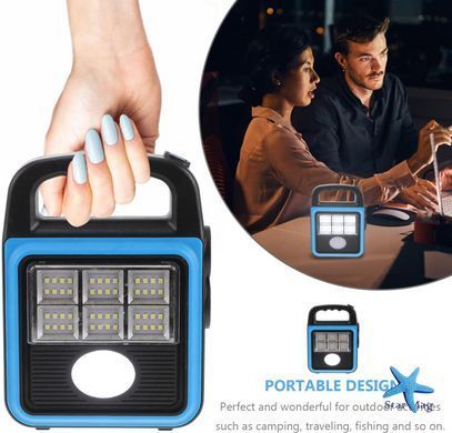 Фонарь-прожектор USB с солнечной панелью и повербанком Solar LED light HS-8020 ∙ Светодиодный кемпинговый фонарь с функцией Power Bank HS-8020D