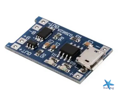 Модуль заряда Li-ion ТР4056 Micro USB плата от перезаряда, 10 шт.