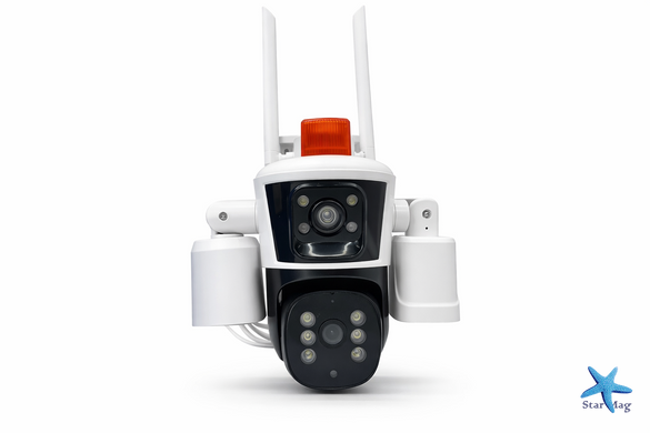 Поворотная уличная IP WiFi камера 12MP с 3 линзами и приложением Yoosee &bull; Погодозащитная камера видеонаблюдения для дома, двора, дачи, склада и наружного контроля