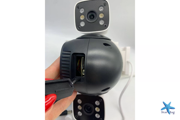 Поворотная уличная IP WiFi камера 12MP с 3 линзами и приложением Yoosee &bull; Погодозащитная камера видеонаблюдения для дома, двора, дачи, склада и наружного контроля