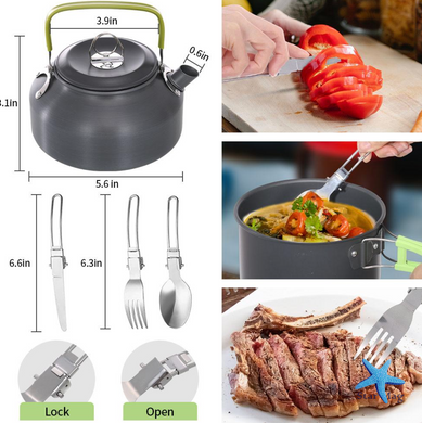 Набор туристической посуды Camping Cooking ∙ Компактный металлический набор Camping Cooking для походов и кемпинга