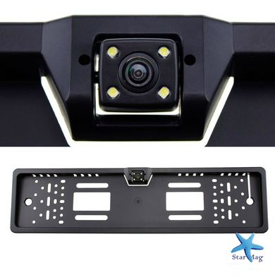 Камера заднего вида в авто номерной рамке с 16 LED подсветкой Black PR4