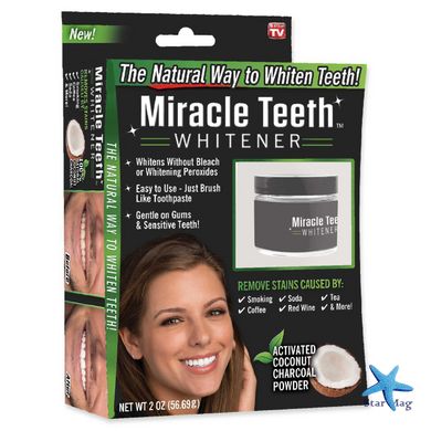 Отбеливатель зубов Miracle Teeth Whitener ∙ Натуральная черная зубная паста для отбеливания зубов