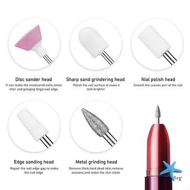 Фрезер для маникюра и педикюра Flawless Salon Nails красный &bull; Портативная машинка для ногтей с насадками для домашнего ухода