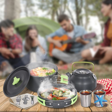 Набор туристической посуды Camping Cooking ∙ Компактный металлический набор Camping Cooking для походов и кемпинга