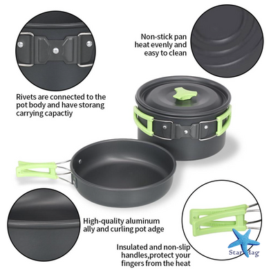 Набор туристической посуды Camping Cooking ∙ Компактный металлический набор Camping Cooking для походов и кемпинга