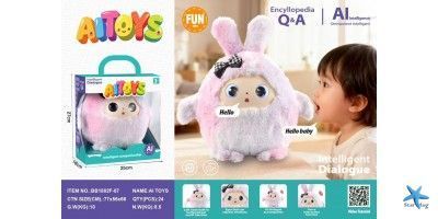 Інтерактивна м&rsquo;яка іграшка BB1882F-87 рожева з ШІ та LED-очима &bull; Розмовляюча плюшева іграшка для дітей
