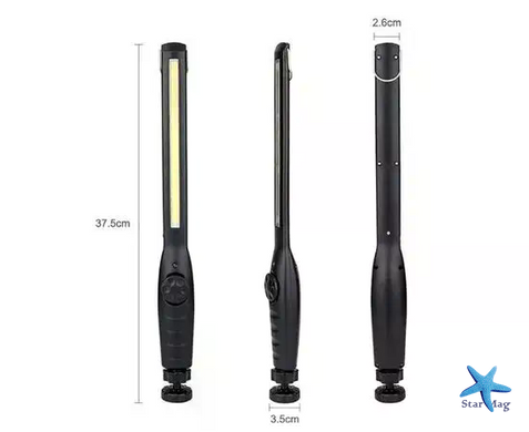 Ліхтар BAILONG BL-821 COB з магнітом &bull; Акумуляторний світлодіодний ліхтарик з USB-заряджанням, кліпсою та широким боковим світлом
