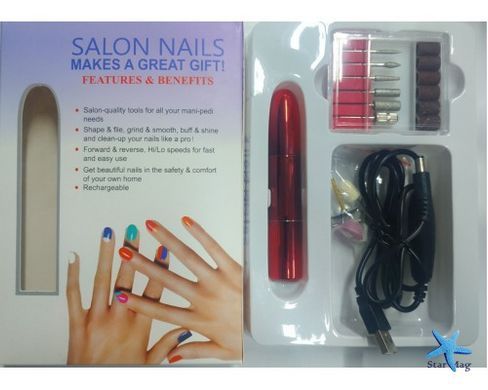 Фрезер для маникюра и педикюра Flawless Salon Nails красный &bull; Портативная машинка для ногтей с насадками для домашнего ухода