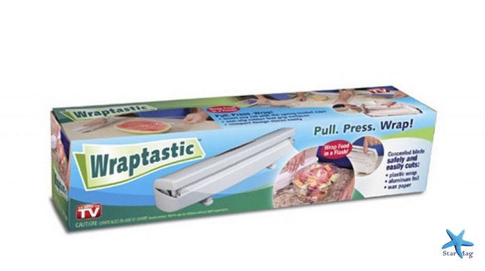 Диспенсер Wraptastic для хранения и отрезания пищевой пленки, фольги, пергаметной бумаги