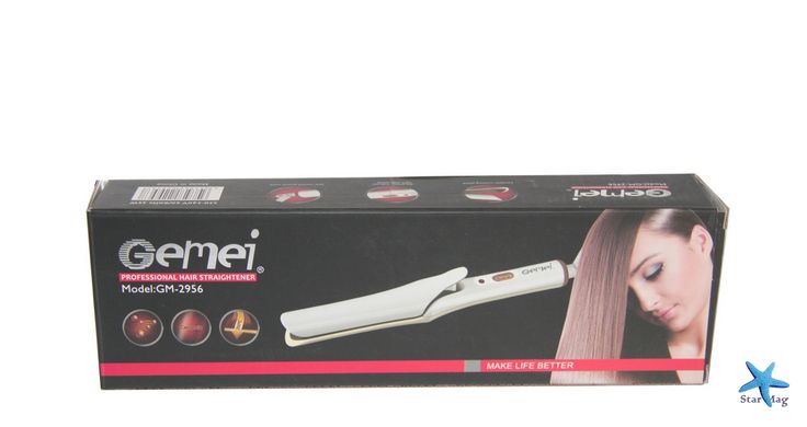 Плойка Выпрямитель для волос с керамическим покрытием | Профессиональная укладка | Утюжок GEMEI GM-2956 CG24