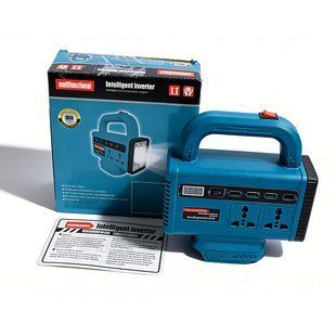 Портативный инвертор DC 48V в AC 110&ndash;220V &bull; Аккумуляторный преобразователь напряжения с двумя розетками, USB, Type-C, LED-дисплеем и фонарем