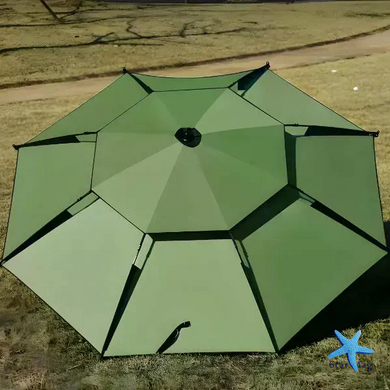 Рыбацкий зонт 2 м JTG2025-1khaki хаки с вентиляционным клапаном, чехлом и крючками &bull; Туристический зонт для рыбалки и отдыха на природе