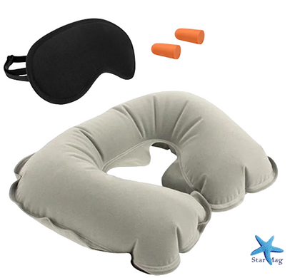 Набор для путешествий Travel Selection 3 в 1 Надувная подушка – воротник на шею / Маска на глаза / Беруши для ушей