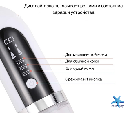 Вакуумний очищувач пор Face Slimmer · Бездротовий апарат для гідропілінгу та вакуумного чищення шкіри обличчя · USB зарядка