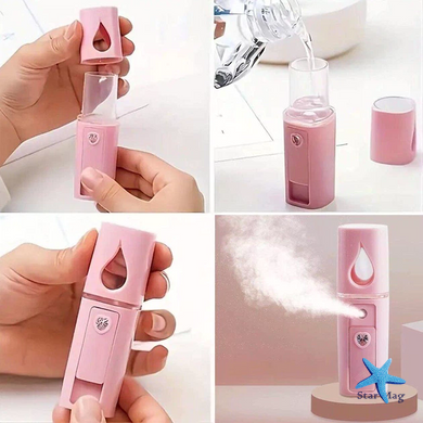 Портативный увлажнитель для лица Nano Mist Soraver AND MSK-3445 розовый &bull; Нано-распылитель для кожи лица AND MSK-3445 с холодным туманом и USB-зарядкой розовый