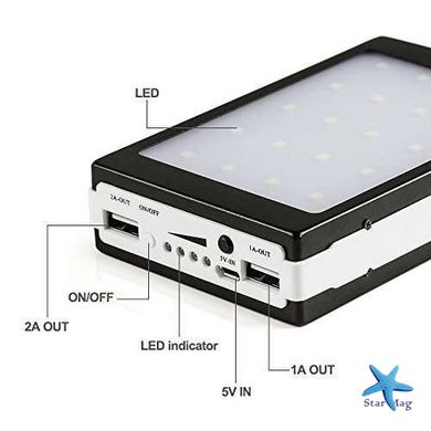 Power Bank Solar 30000 mAh с солнечной панелью и LED лампой CG09 PR3