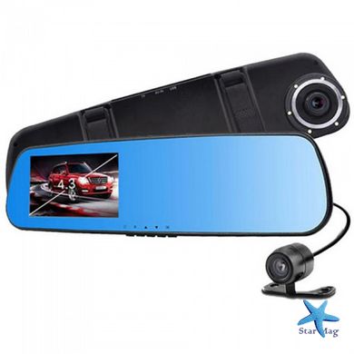 Видеорегистратор - зеркало с камерой заднего вида DVR Full HD 1433 (4,3") 2 камеры