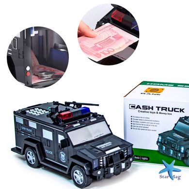 Дитячий сейф - скарбничка Поліцейська машина CASH TRUCK з кодовим замком та відбитком пальця