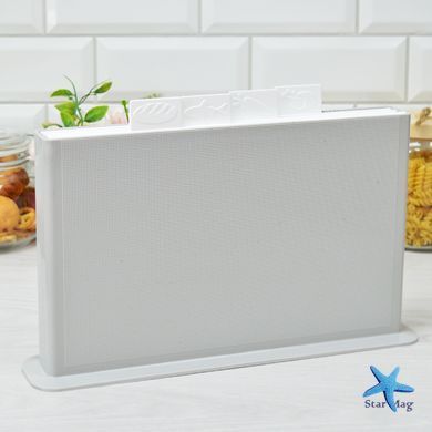 Набор разделочных досок с подставкой &bull; Кухонный комплект досок для мяса, рыбы, овощей, готовых продуктов и удобного хранения на кухне