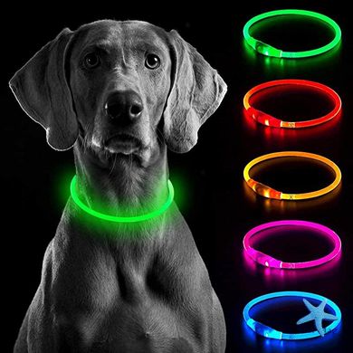 LED нашийник для собак універсальний з регульованою довжиною 10-70 см ∙ USB зарядка ∙ 3 режими свічення ошийника
