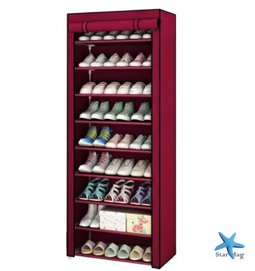 Складна шафа для взуття, 9 полиць | Тканинний стелаж - органайзер для зберігання взуття