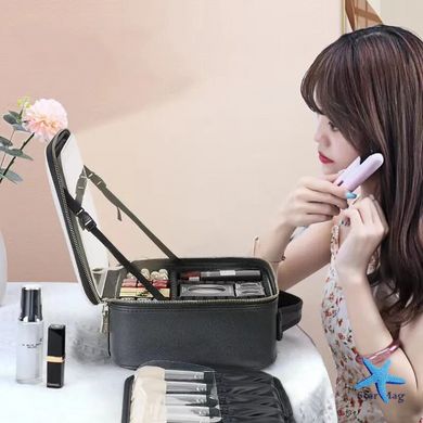 Дорожная косметичка – органайзер с зеркалом и LED подсветкой · Портативный бьюти-кейс для косметики