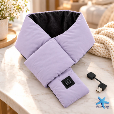 Шарф Intelligent Heating Scarf с подогревом фиолетовый &bull; Электрический шарф Intelligent Heating Scarf USB 5V с 3 режимами нагрева 10&times;80 см