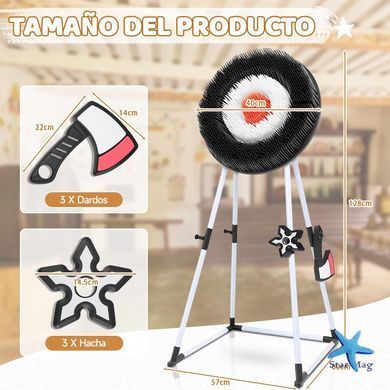 Безопасный метательный дартс для детей и взрослых ∙ Набор для игры в дартс 3 топора и 3 звезды